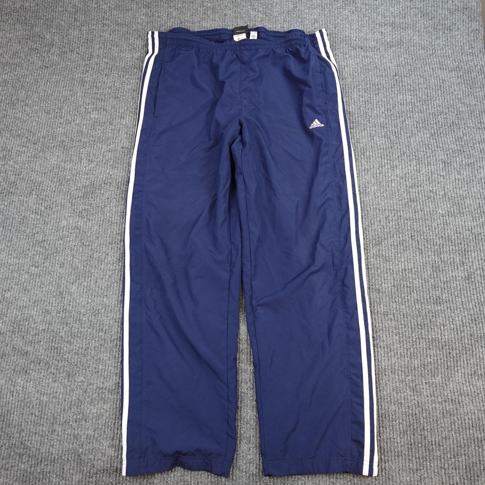 Vintage Adidas Baggy Track Pants Mens Medium Blue 3-Stripes Lined Zip Ankle